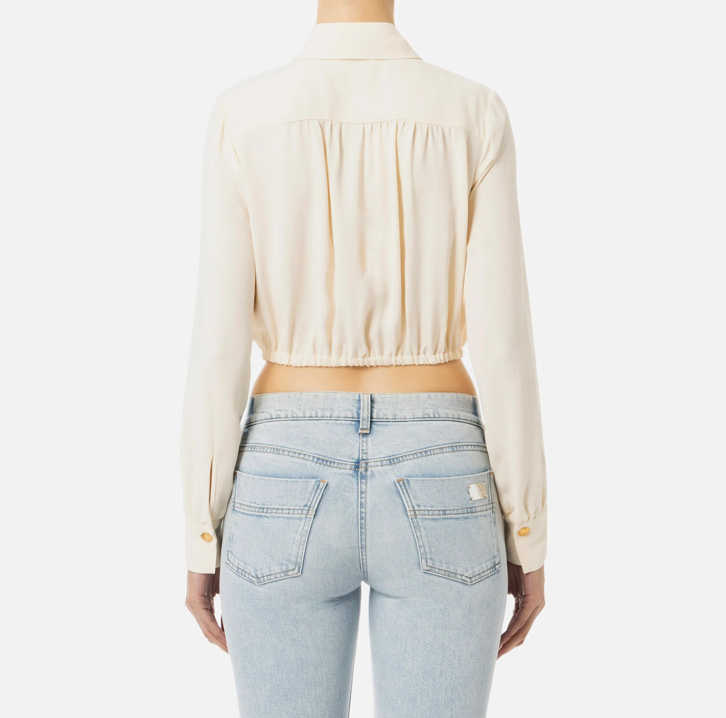 Camicia cropped in georgette con foulard