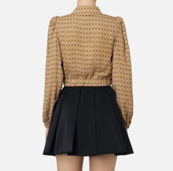 Camicia cropped in georgette stampa rombo con foulard