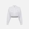 Camicia cropped in popeline con fascione