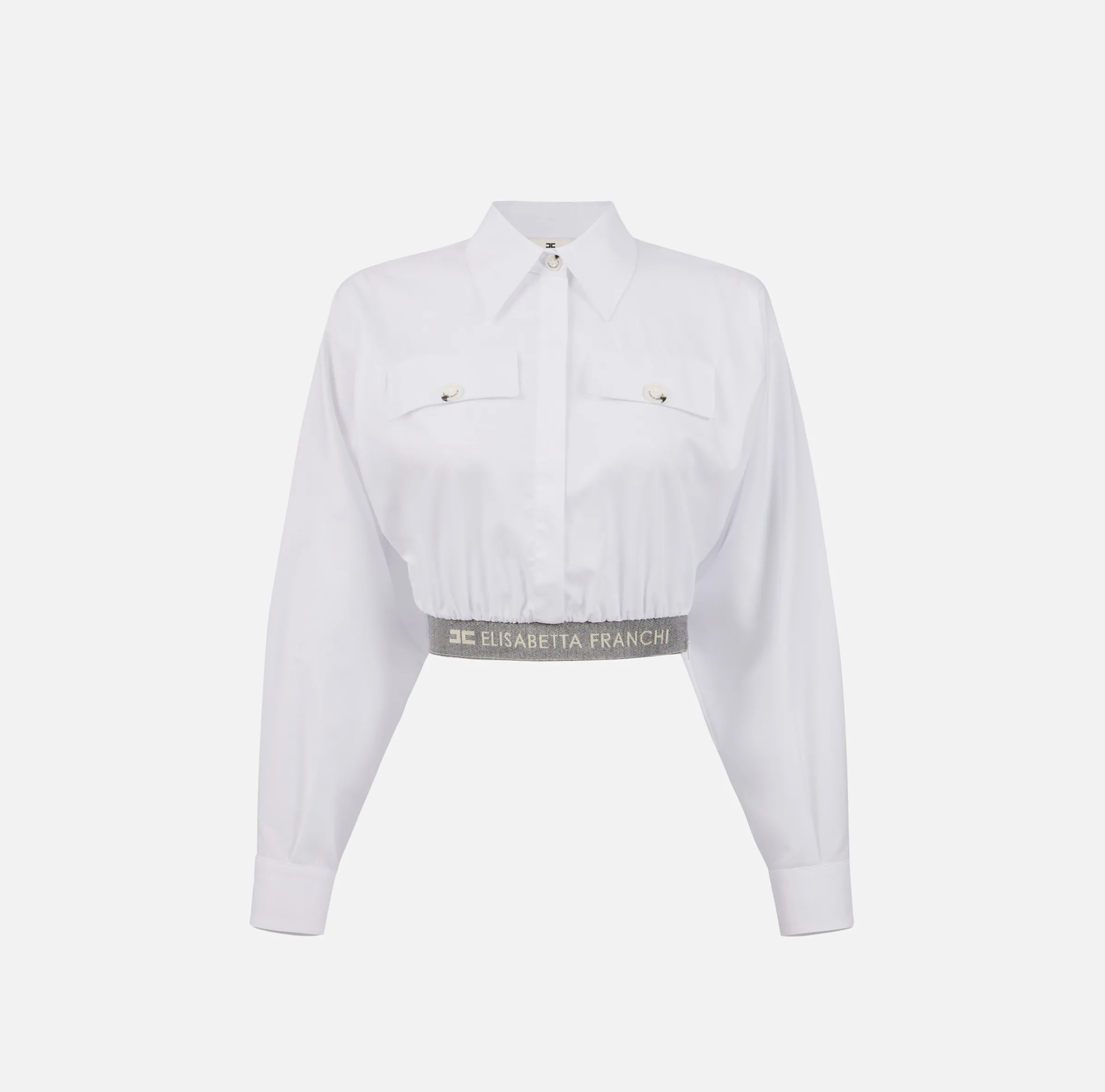 Camicia cropped in popeline con fascione