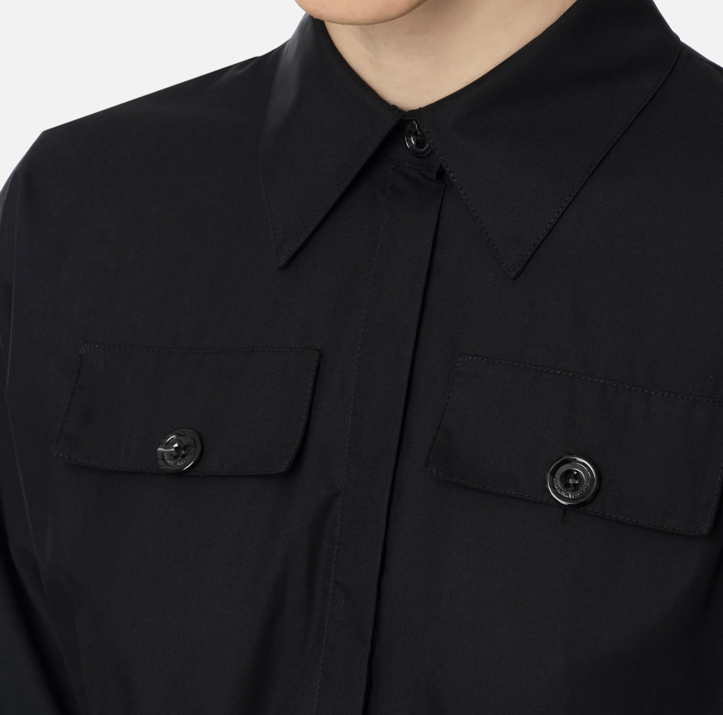 Camicia cropped in popeline con fascione