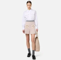 Camicia cropped in popeline con fascione