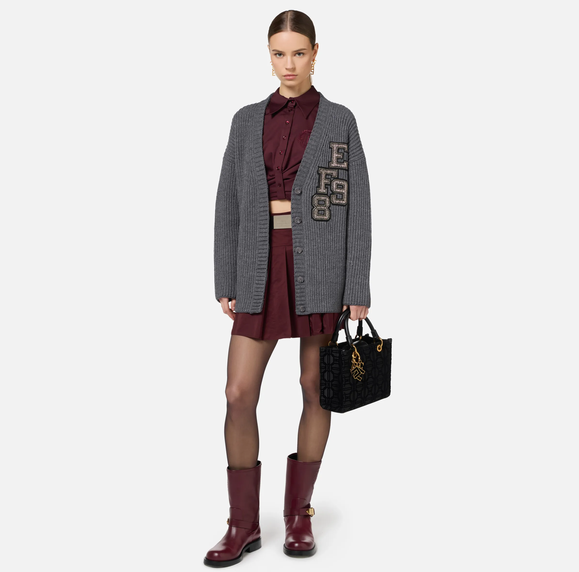 Camicia cropped in popeline stretch con drappeggio