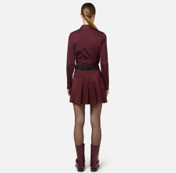 Camicia cropped in popeline stretch con drappeggio
