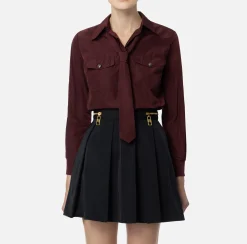 Camicia dritta in nylon tecnico con cravatta