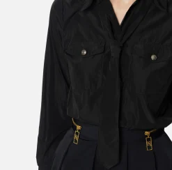 Camicia dritta in nylon tecnico con cravatta