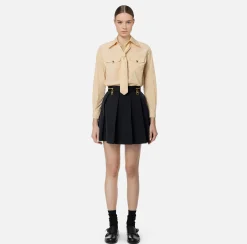 Camicia dritta in nylon tecnico con cravatta
