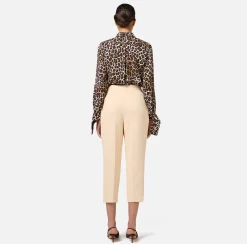 Camicia in georgette animalier con polsi a nastro