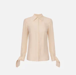 Camicia in georgette con polsi ricamati