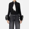 Camicia in georgette con ruches e foulard