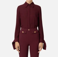 Camicia in georgette con polsi ricamati