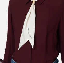 Camicia in georgette con ruches e foulard