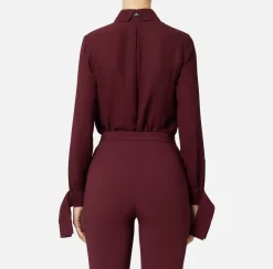 Camicia in georgette con polsi ricamati