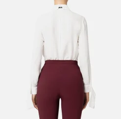 Camicia in georgette con polsi ricamati