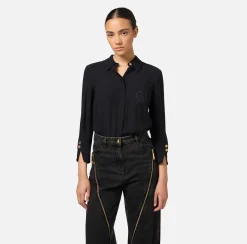 Camicia in georgette con patch logo