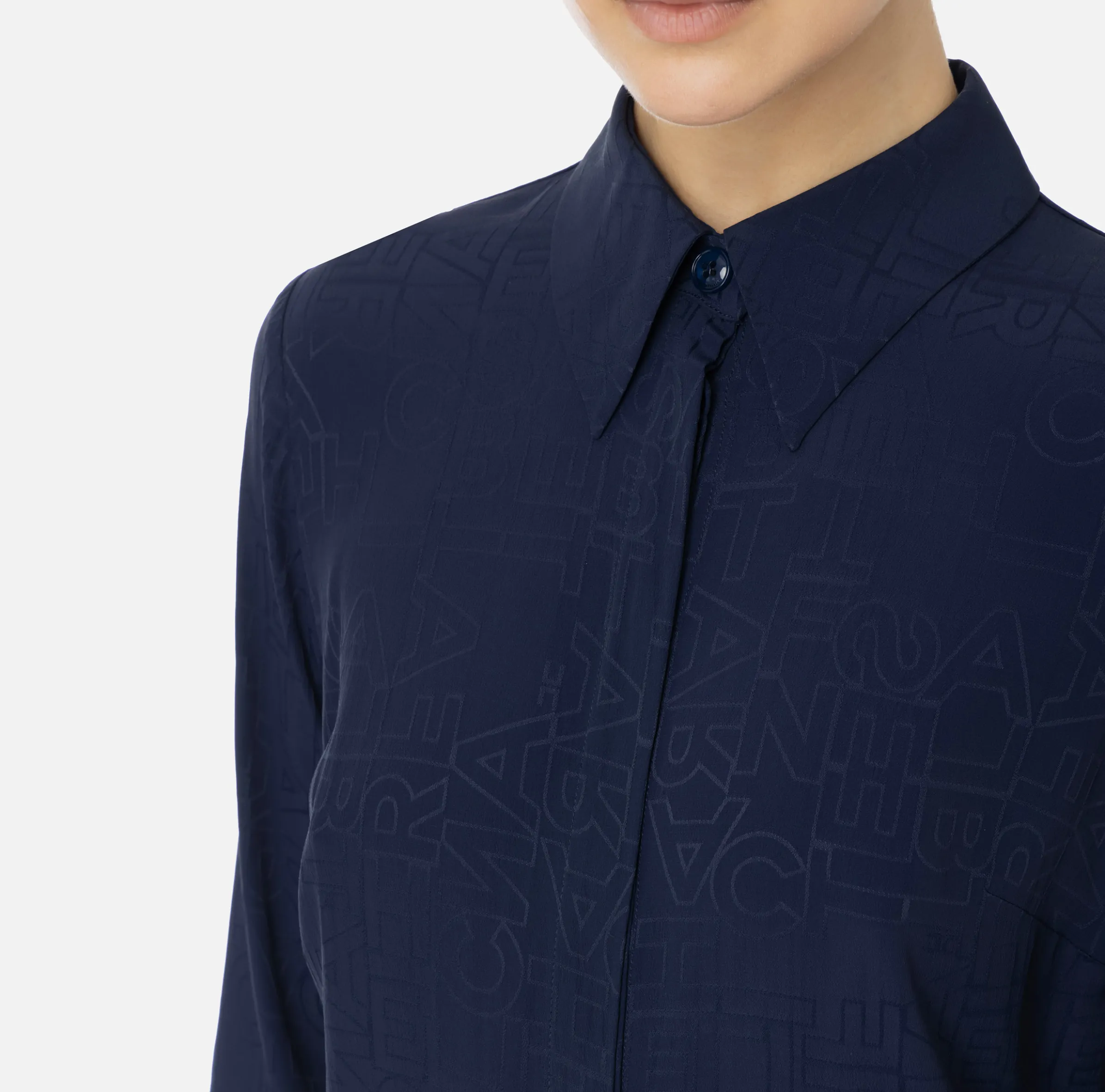 Camicia in georgette jacquard lettering