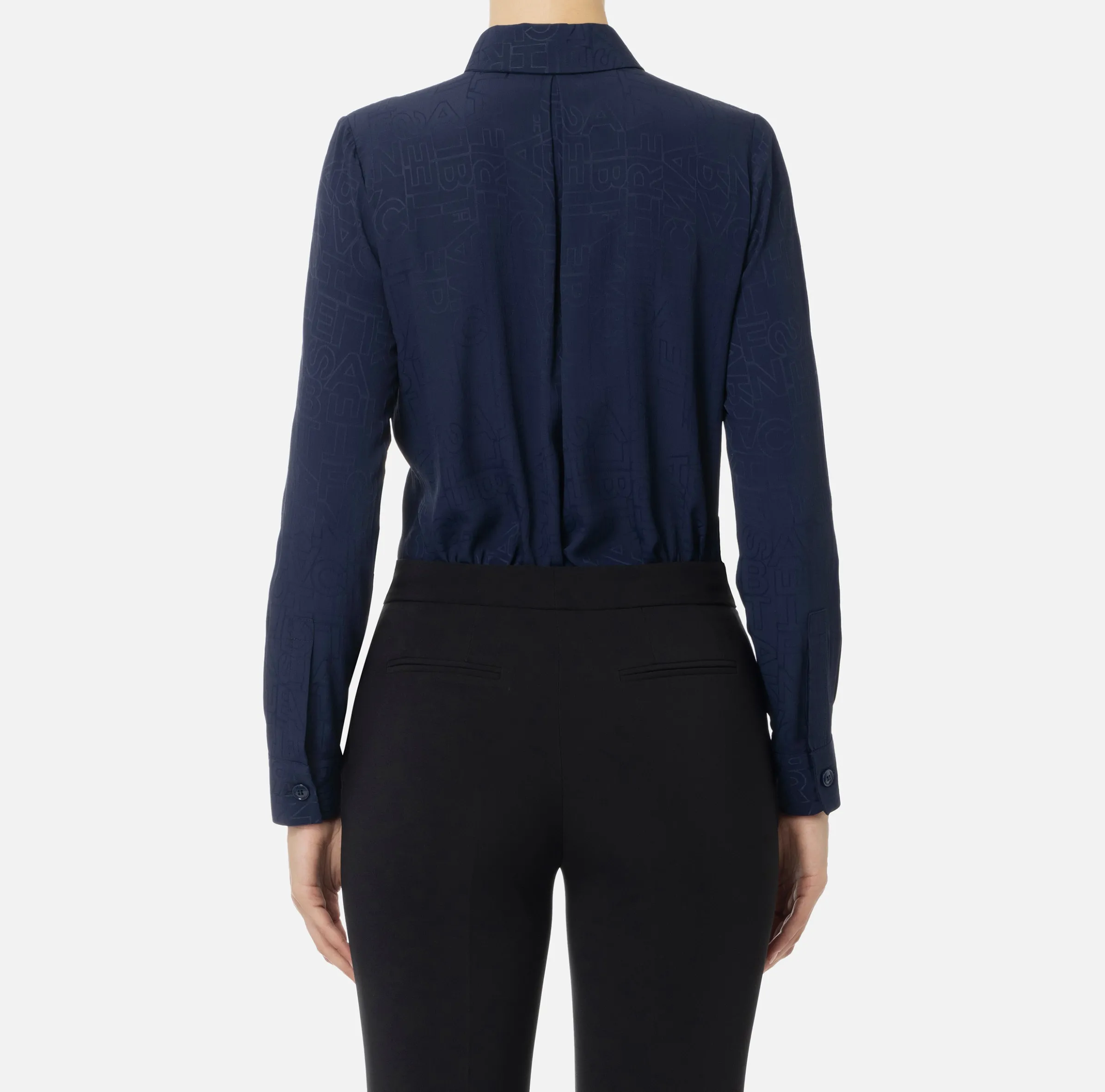 Camicia in georgette jacquard lettering