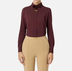 Camicia in georgette stretch con fiocco