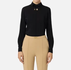 Camicia in georgette stretch con fiocco