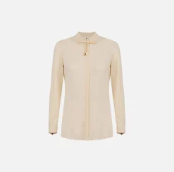 Camicia in georgette stretch con fiocco