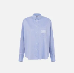 Camicia in popeline con etichetta logo