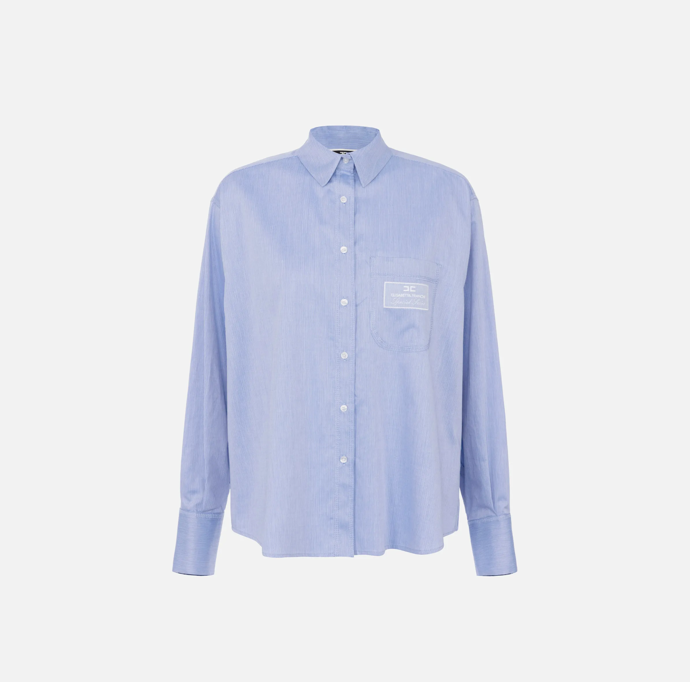 Camicia in popeline con etichetta logo