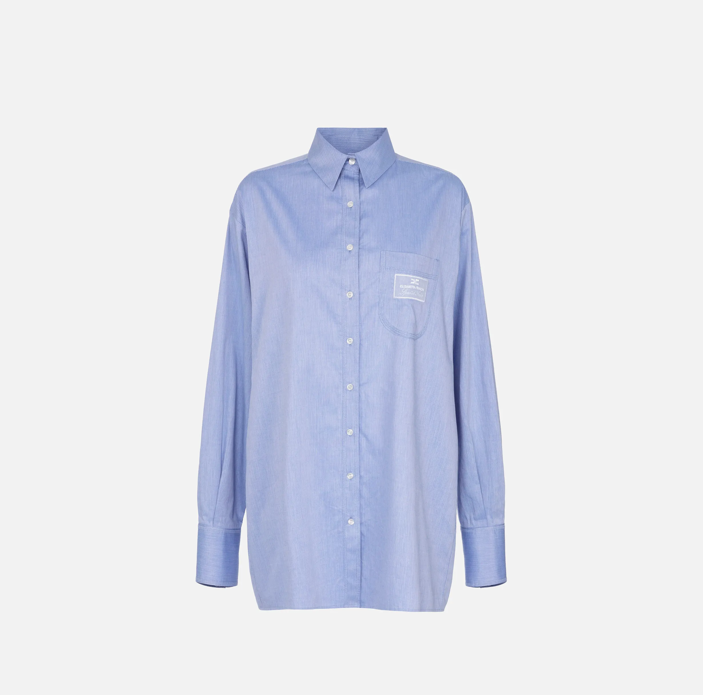 Camicia in popeline con etichetta in organza ricamata