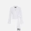 Camicia in popeline con fusciacca ricamata