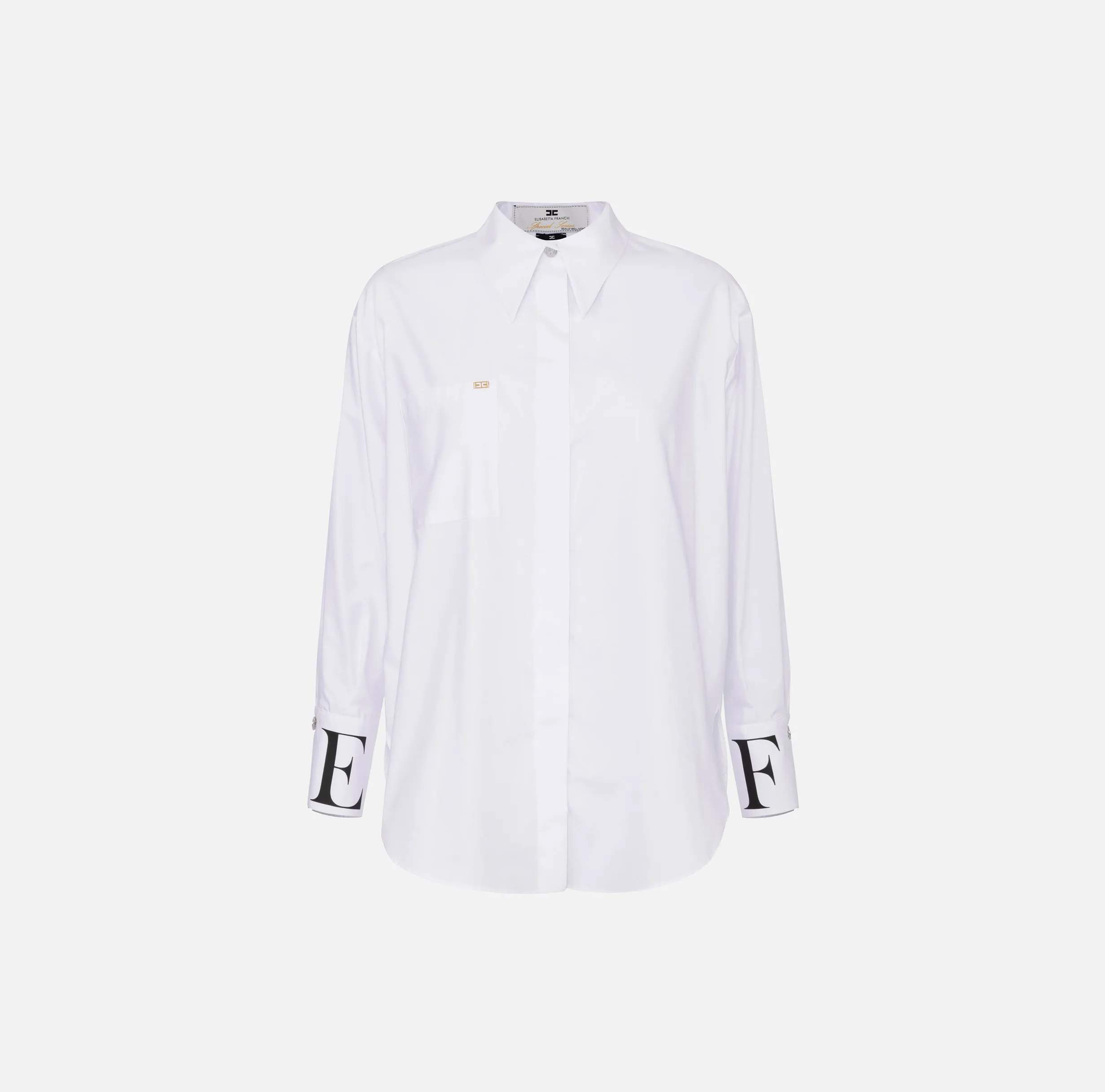Camicia in popeline con logo sui polsi