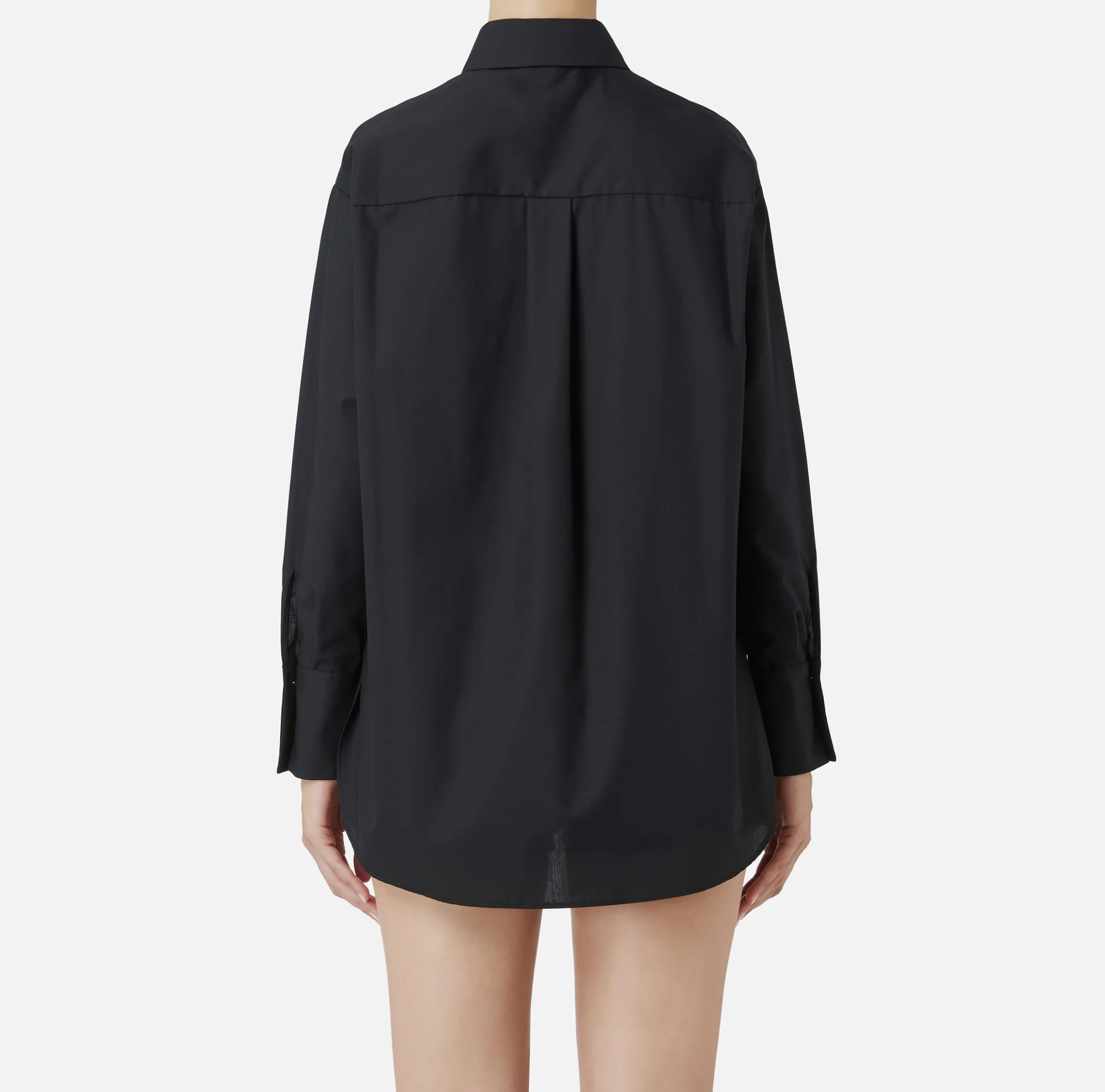 Camicia in popeline con logo sui polsi