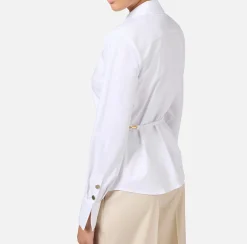 Camicia in popeline con spalle strutturate