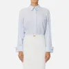 Camicia in popeline di cotone con arricciatura e stemma logo
