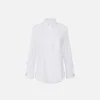 Camicia in popeline jacquard a righe con gemelli