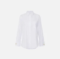 Camicia in popeline jacquard a righe con gemelli