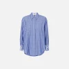 Camicia in popeline rigato con logo sui polsi