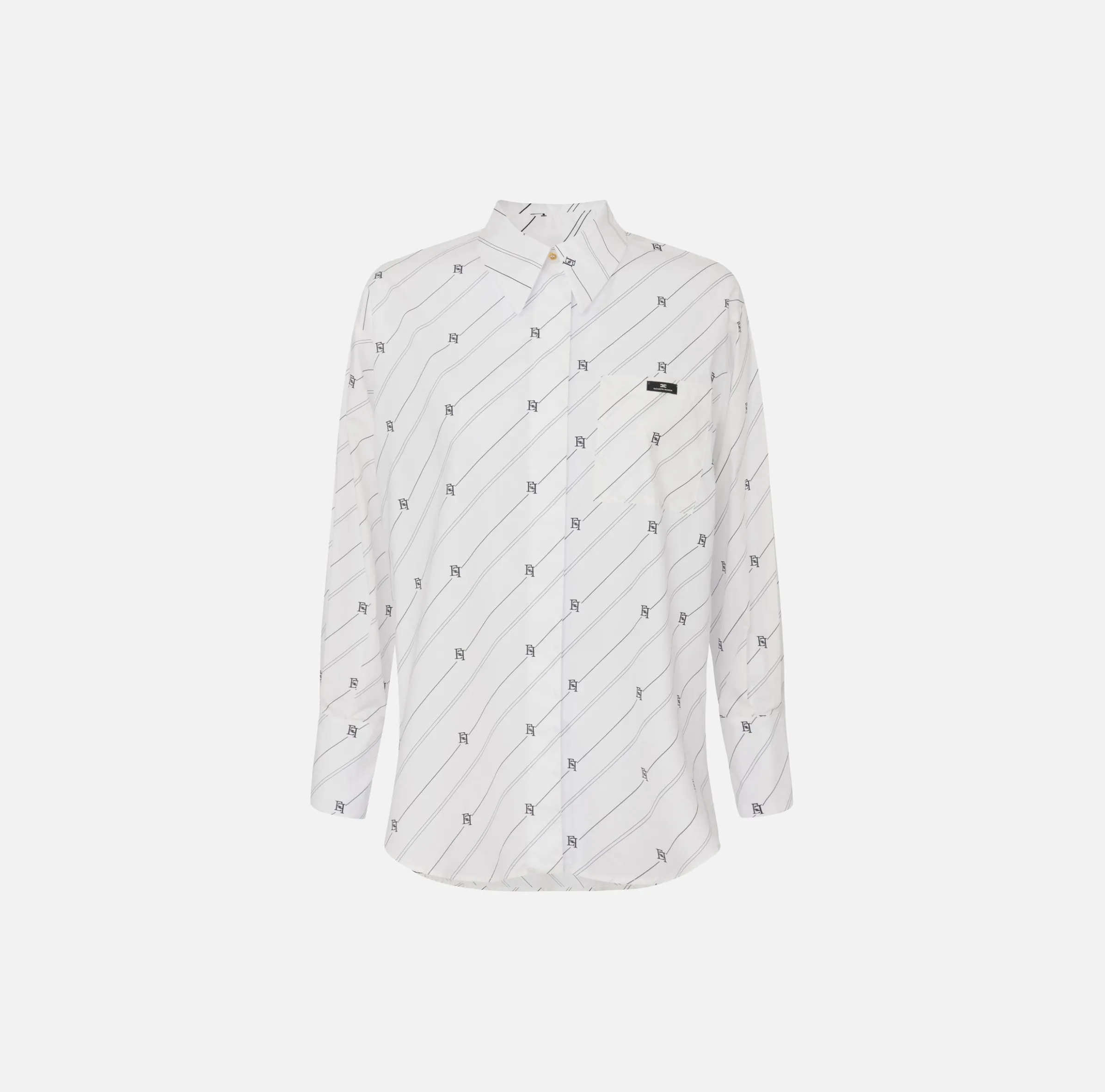 Camicia in popeline stampato con etichetta logo