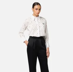 Camicia in popeline stampato con etichetta logo