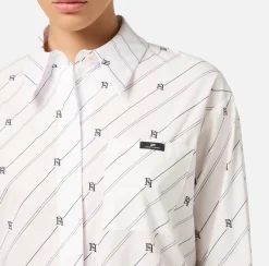 Camicia in popeline stampato con etichetta logo