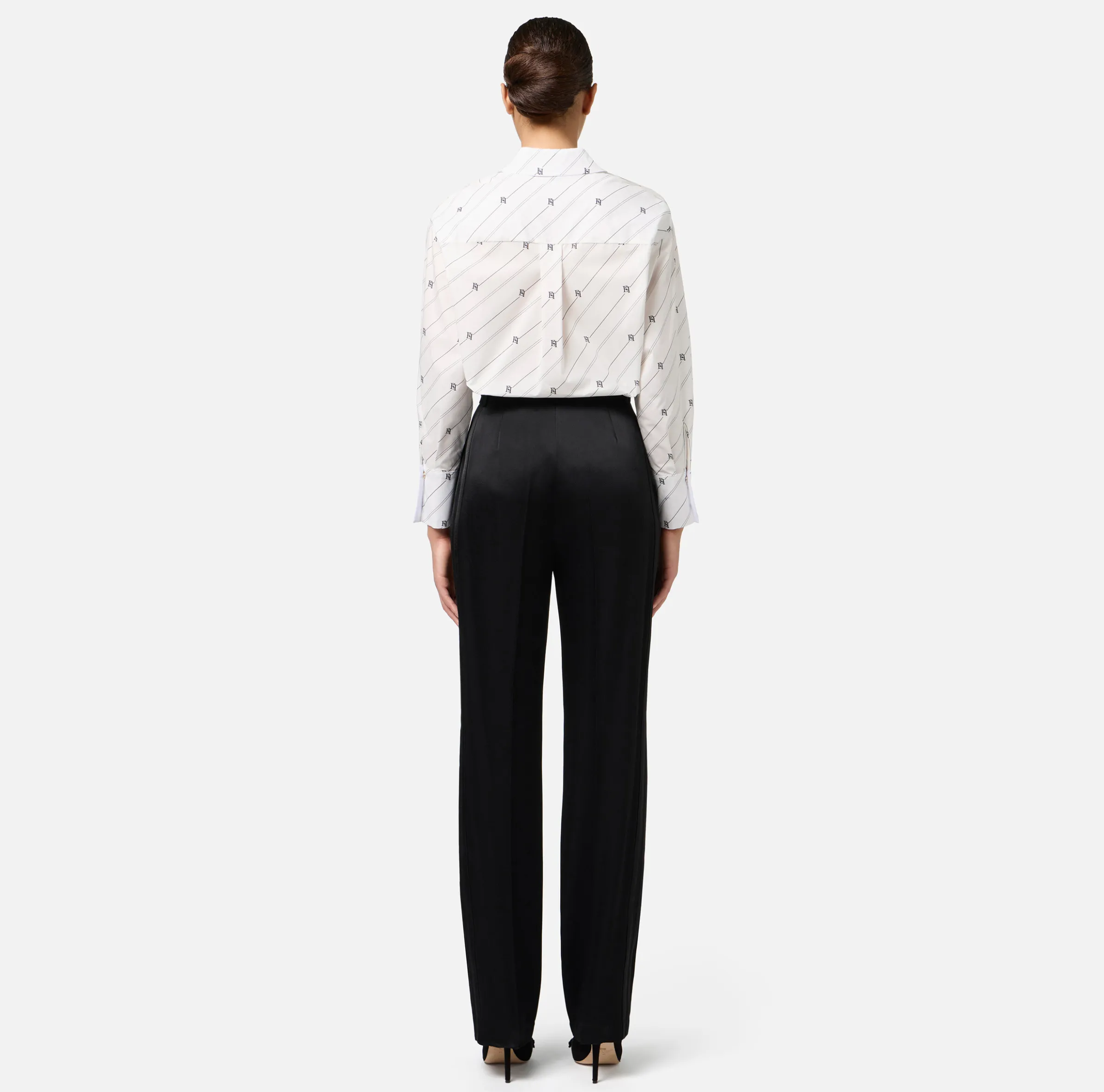 Camicia in popeline stampato con etichetta logo