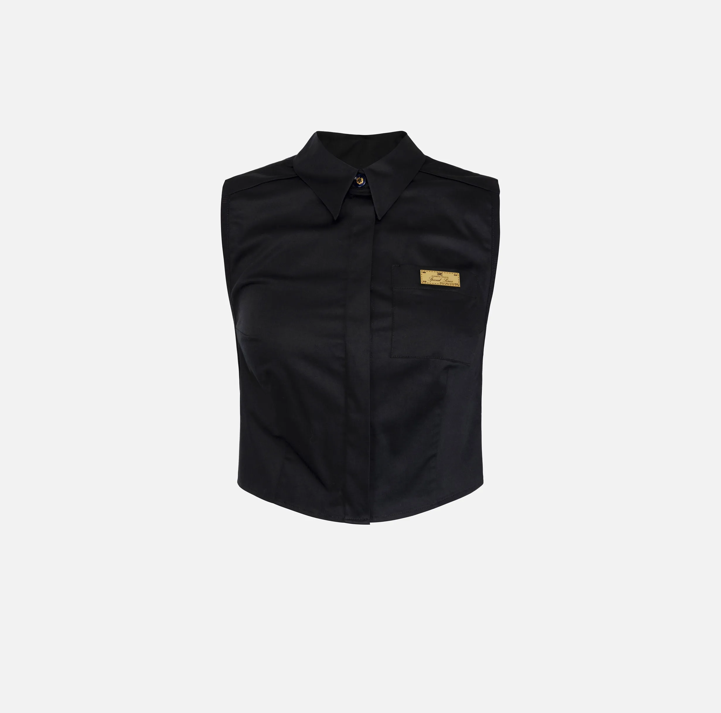 Camicia smanicata in popeline con elastici logati