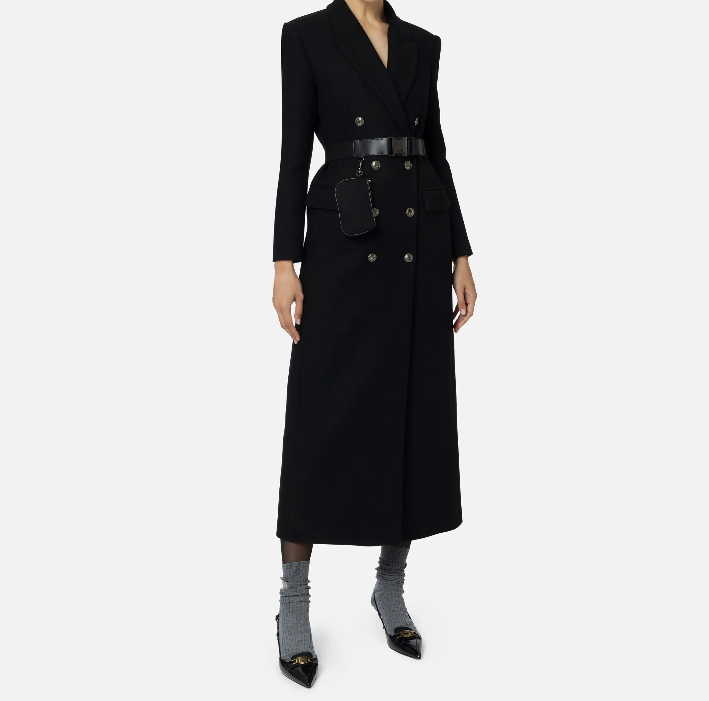 Cappotto doppiopetto con cintura utility