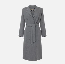 Cappotto vestaglia in lana e cashmere con stemma