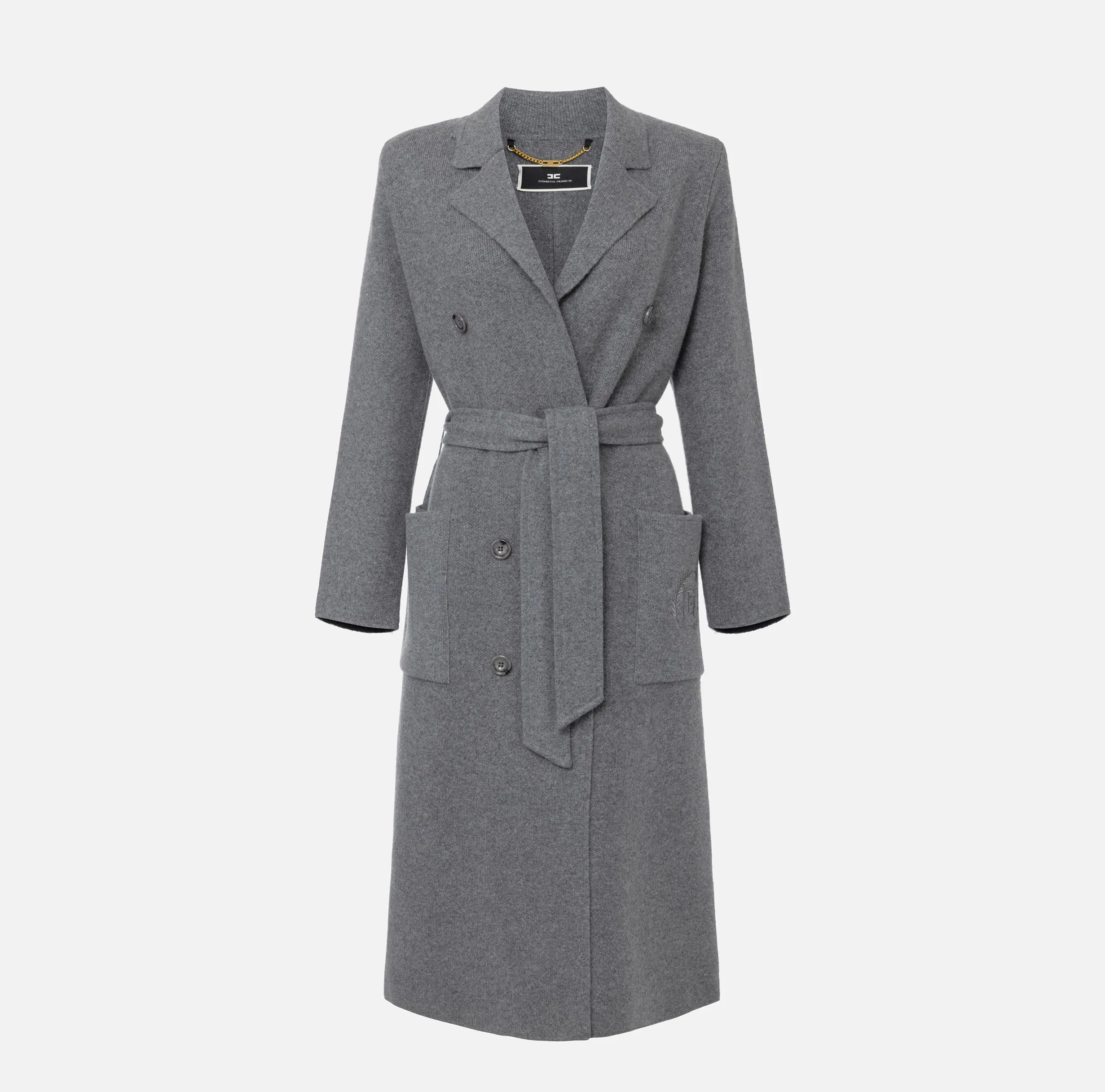 Cappotto vestaglia in lana e cashmere con stemma
