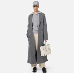 Cappotto vestaglia in lana e cashmere con stemma