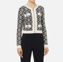 Cardigan cropped logo jacquard