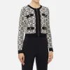 Cardigan cropped logo jacquard