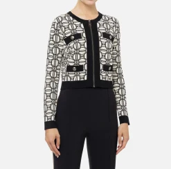 Cardigan cropped logo jacquard