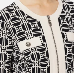 Cardigan cropped logo jacquard