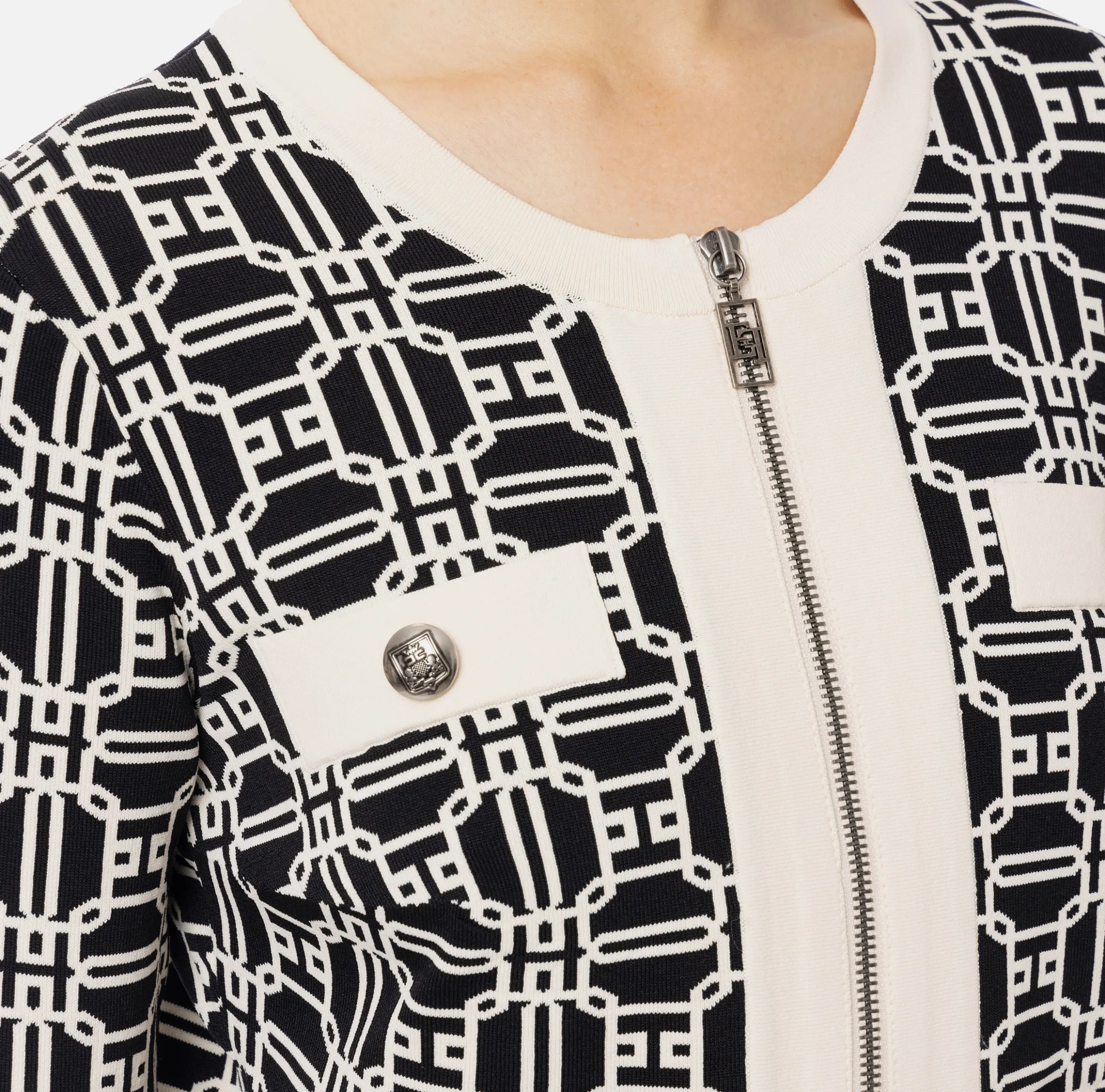 Cardigan cropped logo jacquard