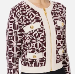 Cardigan cropped logo jacquard